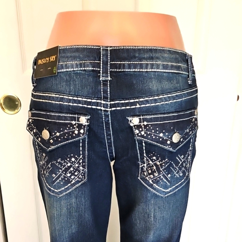 Paisley Sky Dark Indigo Boot Cut Jeans